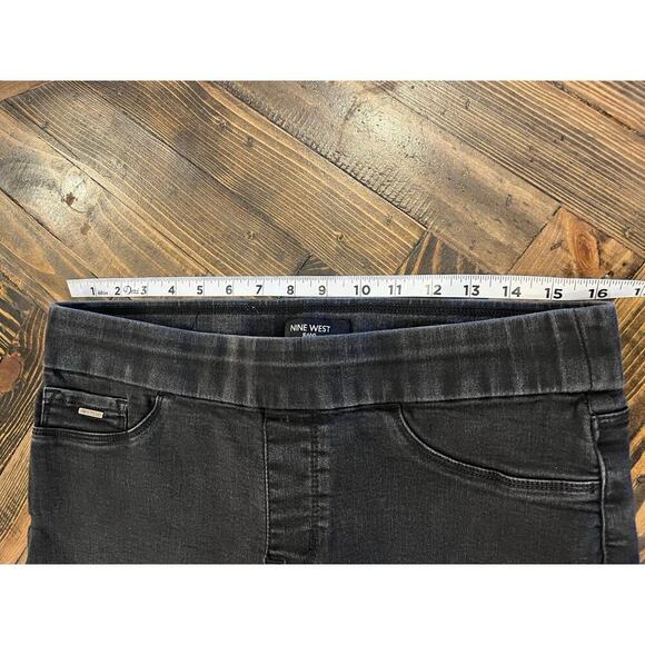 Nine West Black Pull On Skinny Jean Pants Women 12 Goth Grunge Stretchy Dark - Picture 5 of 12